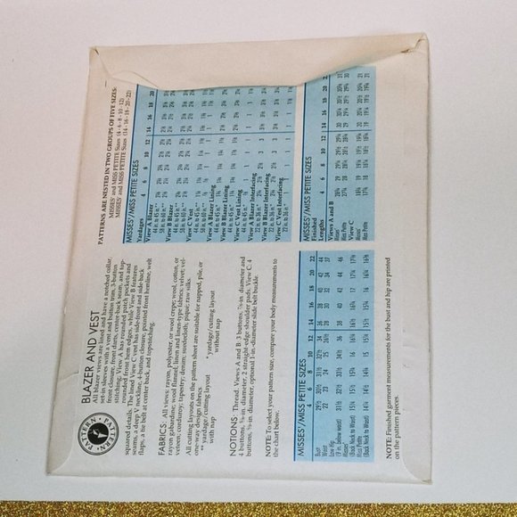 1930 New Sewing Step By Step Sew Pattern Blazer And Vest Size 4-22 Misses/Petite - Picture 2 of 3